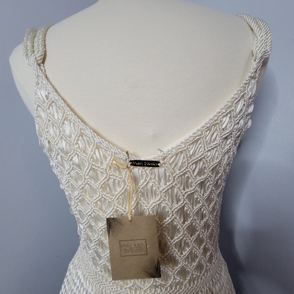 Crochet Maxi Dress Handmade Woven Silk Ivory Large Lined Palma Canaria Wedding - Picture 6 of 15